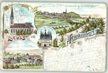 35066 W3558 Frankenberg Eder 1899 Lithographie Rathaus Luth. Kirche Kloster St. Georgenberg