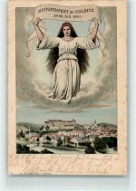 04680 O7241 Colditz 1901 Gebrauchsspuren Heimatfest zu Colditz 1901 Kloster Paulinzella Madonnenfigur