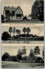 15848 O1231 Pieskow 1914 - Kirche Schule Kolonialwarenhandlung