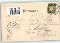 97340 W8713 Marktbreit 1897 Gebrauchsspuren Lithographie Stadttor Eisenbahn