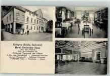 01814 O8322 Krippen Foto AK Hotel Deutsches Haus Gaststube Saal