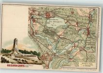 10115 O1199 Köpenick Lithographie Landkarte Rund um den Müggelsee Bismarckwarte