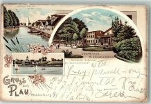 19395 O2864 Plau 1898 Gebrauchsspuren Lithographie Logirhaus Klüschenberg Wallpromenade Eide Plauer See Philatelie Stempeldaten Differenz