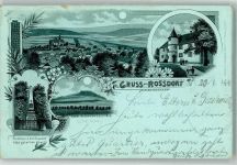 98590 O6081 Roßdorf b Schmalkalden 1900 Gebrauchsspuren Lithographie Kriegerdenkmal Schloss Wenzel