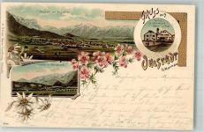 82441 W8115 Ohlstadt 1898 Lithographie Herzogstand Zugspitze Gasthaus zur Post Edelweiß