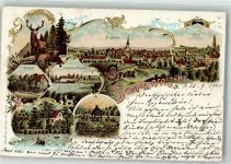 16359 O1296 Biesenthal b Bernau b Berlin 1900 Gebrauchsspuren Lithographie Hirsche Seeschloß Forsthaus Liepnitz