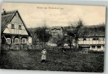 02689 O8608 Wehrsdorf 1907 Foto AK Bauernhaus Wiese Mädchen mit Hulo Hopp-Reifen