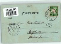 89415 W8882 Lauingen Donau 1898 Lithographie / Mondschein Alberts Magnus-Platz