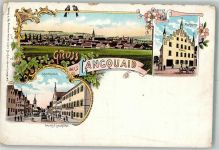 84085 W8301 Langquaid Lithographie Marktplatz Rathaus