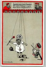 sign. C,H. Münch Zar Nikolaus Russland Marionette Karikatur Propaganda WK I Künstlerkarte