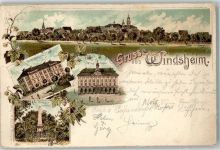 91438 W8532 Bad Windsheim 1897 Lithographie Pfarrtöchterheim Altes Rathaus Kriegerdenkmal