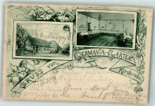 30159 W3000 Kirchrode 1903 - Gasthaus Etablissement Germania-Garten Festsaal Zwerg sign. F.B.