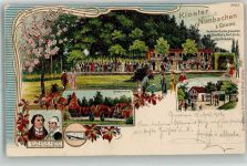 04668 O7240 Grimma 1903 Prägedruck Lithographie Martin Luther und Katharina v. Bora Kloster Nimbschen Klosterruine