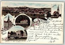 07907 O6550 Schleiz 1898 Lithographie Villa Luginsland Rathaus Bergkirche Eremitage
