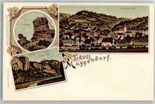 91344 W8551 Muggendorf , Oberfr Lithographie Schloss Gössweinstein Adlerstein
