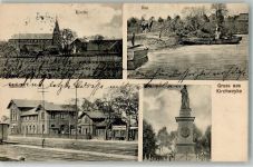 28844 W2803 Kirchweyhe b Bremen 1915 - Bahnhof Denkmal Kirche See Ruderboote