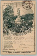 W4930 Detmold Hermannsdenkmal Werbung C. Reineke Gasthaus Lithographie Vorläufer 1888 BOAKC