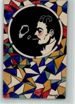 sign. Bourget handgemalt Mann mit Zigarette Art Deco 1920 BOAKC