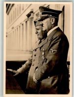 W8000 München Photo Hoffmann M 8 Auf dem Balkon des Führerbaus Mussolini 1940
