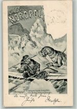 Eskimo Walrossjagd mit einem Speer sign. Förster Künstlerkarte Adelskorrespondenz Expedition Nordpol 1898 BOAKC