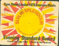 London Sun in Splendour Egon Ronay als Postkarte versendet Bierdeckel KEINE AK
