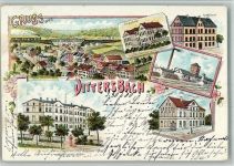 Dittersbach 1900 BOAKC Bau und Sparverein Bergmann Geschäft ev. kath. Schule Lithographie