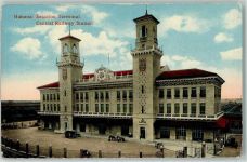 Havanna La Habana Lithographie Bahnhof Oldtimer