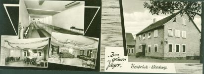 38176 W3304 Wendeburg KEINE AK Gasthaus zum grünen Jäger Innen-und Aussenansicht Klappkarte