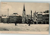 Trutnov Trautenau - Marktplatz Säule Winter Schnee