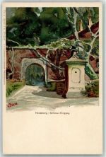 W6900 Heidelberg , Neckar Nr. 2 Serie 1 v. Neckar , Schloss-Eingang AK Biese, K. 1899 Lithographie / Künstlerkarte