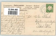 mit echter Stoff Applikation, Heilige Mutter Anna , Jugendstil Heilige 1910 Prägedruck