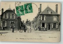 41600 Vouzon 1913 - Place et Rue de la Poste Briefmarken Bildseite