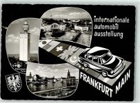 W6000 Frankfurt am Main Werbung der IAA Henninger Turm Automobilausstellung 1961 Gebrauchsspuren