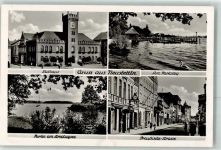 Neustettin Szczecinek - Rathaus am Parksteg Schwan Streitzigsee Preussische Straße