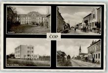 Ungvar Uschhorod Foto AK Cop Tschop Bahnhof Schule Straße Kirche Auto