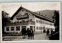 83676 W8171 Jachenau Gebrauchsspuren Gasthaus Zur Post Pferdefuhrwerk
