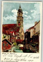 92224 W8450 Amberg , Oberpf 1899 Lithographie Kirche Adelskorrespondenz
