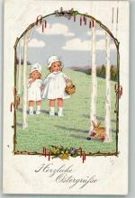 Meissner u. Buch 2349 Ostern Kinder suchen Ostereier , Hase Döring, L. / LD 1919 Künstlerkarte