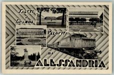 15100 Alessandria 1944 Foto AK Eisenbahn Denkmal Reiterstandbild