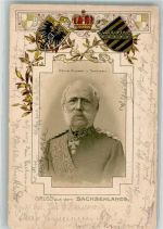 Prägedruck König Albert Wappen Adel Sachsen 1901 Gebrauchsspuren