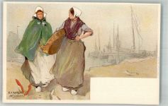 Katwijk aan Zee Holland Trachten Cassiers, H. 1900 Lithographie / Künstlerkarte
