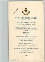 The Gobelin Club Rugger Night Dinner Menükarte Speisekarte 1924 Gebrauchsspuren