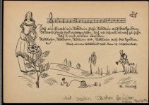 Frau, Liedzeilen, Noten, Künstler-AK Musik 1948