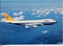 Flugzeug -Condor- Intercontinental-Jet, Boeing 707-430, D-ABOC (plane) über den Wolken,R. Sänger Condor um 1970/80