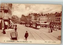 59240 Dunkerque 1928 Gebrauchsspuren Marktszene Straßenbahn Place de la République