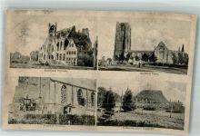 Dixmude Dixmont / Diksmuide Foto AK Marktplatz Kirche Soldatenfriedhof Trümmer