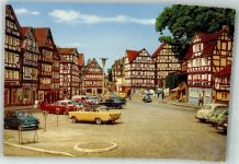 34576 W3588 Homberg , Efze Foto AK Fachwerkkleinod Marktplatz Auto