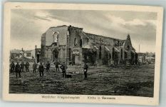 71110 Varenne-l'Arconce Foto AK Kirche Trümmer Feldpost WK I