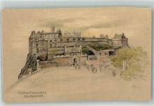 Edinburgh Radierung Burg Castle Esplanade