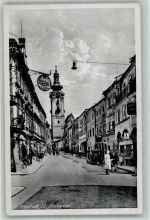 4240 Freistadt 1943 Foto AK Feldpost WK II Pfarr- Gasse Werbeschild